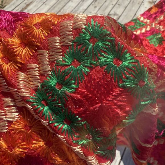 Zamour Saree Wrap Embroidered Bright Jewel Tone - Picture 5 of 12